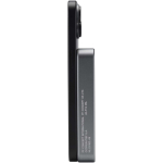 Cargador portátil magnético en aluminio reciclado 10.000 mAh color plateado brillante vista lateral