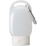 Gel de manos portátil con mosquetón y con aroma cítrico 30ml color blanco tercera vista frontal