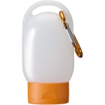 Gel de manos portátil con mosquetón y con aroma cítrico 30ml color naranja tercera vista frontal