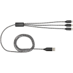 Cable de carga y sincronización 5 en 1 con múltiples conectores color negro segunda vista frontal