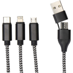 Cable de carga y sincronización 5 en 1 con múltiples conectores color negro vista detalle 1