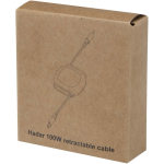 Cable de carga retráctil con conectores múltiples de 100W color plateado segunda vista con caja
