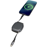 Cable de carga retráctil con conectores múltiples de 100W color plateado brillante tercera vista