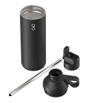 Botella de acero inox reciclado con pajita 710ml Ocean Bottle color negro segunda vista