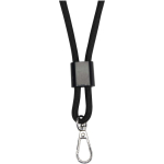 Lanyard para smartphone con una pieza central personalizable color negro tercera vista frontal