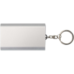 Power bank personalizable de aluminio reciclado con llavero 2.000 mAh color plateado segunda vista frontal