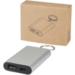 Power bank personalizable de aluminio reciclado con llavero 2.000 mAh color plateado