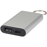 Power bank personalizable de aluminio reciclado con llavero 2.000 mAh color plateado segunda vista