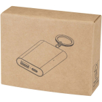 Power bank personalizable de aluminio reciclado con llavero 2.000 mAh color plateado segunda vista con caja