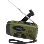 Radio de emergencia ecológica con carga solar y dínamo 1.200 mAh color verde militar