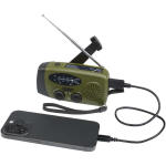 Radio de emergencia ecológica con carga solar y dínamo 1.200 mAh color verde militar segunda vista