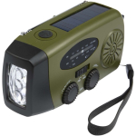 Radio de emergencia ecológica con carga solar y dínamo 1.200 mAh color verde militar tercera vista