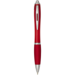Bolígrafo de plástico reciclado con empuñadura tinta negra color rojo