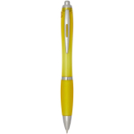 Bolígrafo de plástico reciclado con empuñadura tinta negra color amarillo