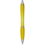 Bolígrafo de plástico reciclado con empuñadura tinta negra color amarillo segunda vista trasera