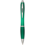 Bolígrafo de plástico reciclado con empuñadura tinta negra color verde