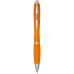 Bolígrafo de plástico reciclado con empuñadura tinta negra color naranja