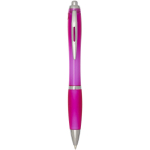Bolígrafo de plástico reciclado con empuñadura tinta negra color rosa