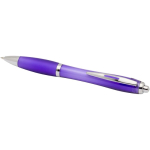 Bolígrafo de plástico reciclado con empuñadura tinta negra color morado segunda vista
