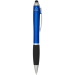 Bolígrafo giratorio con lápiz óptico y agarre suave tinta azul color azul real segunda vista lateral
