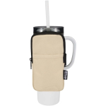 Bolsa para fijar en botellas repelente al agua con cremallera y velcro color marrón tercera vista