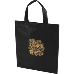 Minibolsa reciclada de tejido no tejido termosellada 3L color negro vista impresión serigrafía