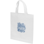 Minibolsa reciclada de tejido no tejido termosellada 3L color blanco vista impresión serigrafía
