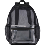 Mochila reciclada de malla transparente con bolsillo frontal 18L color negro segunda vista frontal