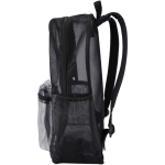 Mochila reciclada de malla transparente con bolsillo frontal 18L color negro vista lateral