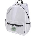 Mochila reciclada de malla transparente con bolsillo frontal 18L color blanco vista impresión serigrafía