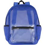 Mochila reciclada de malla transparente con bolsillo frontal 18L color azul real segunda vista frontal
