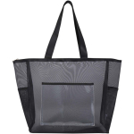 Bolsa tote de malla reciclada transparente con cremallera 23L color negro segunda vista frontal