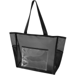 Bolsa tote de malla reciclada transparente con cremallera 23L color negro