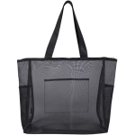 Bolsa tote de malla reciclada transparente con cremallera 23L color negro segunda vista trasera