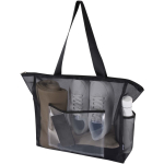Bolsa tote de malla reciclada transparente con cremallera 23L color negro segunda vista