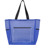 Bolsa tote de malla reciclada transparente con cremallera 23L color azul real segunda vista frontal