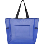 Bolsa tote de malla reciclada transparente con cremallera 23L color azul real segunda vista trasera