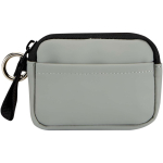 Cartera con anilla de piel sintética reciclada y cremallera color gris segunda vista frontal