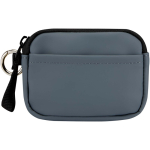 Cartera con anilla de piel sintética reciclada y cremallera color azul bondi segunda vista frontal