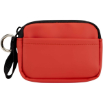 Cartera con anilla de piel sintética reciclada y cremallera color caoba segunda vista frontal