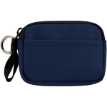 Cartera con anilla de piel sintética reciclada y cremallera color azul marino segunda vista frontal