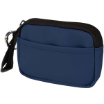 Cartera con anilla de piel sintética reciclada y cremallera color azul marino