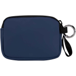 Cartera con anilla de piel sintética reciclada y cremallera color azul marino segunda vista trasera