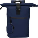 Cartera con anilla de piel sintética reciclada y cremallera color azul marino tercera vista