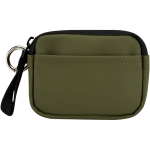 Cartera con anilla de piel sintética reciclada y cremallera color verde oscuro segunda vista frontal