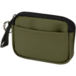 Cartera con anilla de piel sintética reciclada y cremallera color verde oscuro