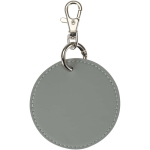 Llavero redondo de piel sintética reciclada con anilla incorporada color gris segunda vista frontal