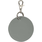 Llavero redondo de piel sintética reciclada con anilla incorporada color gris segunda vista trasera