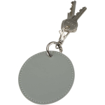 Llavero redondo de piel sintética reciclada con anilla incorporada color gris segunda vista