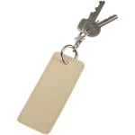 Llavero rectangular piel sintética reciclada con anilla color marrón segunda vista